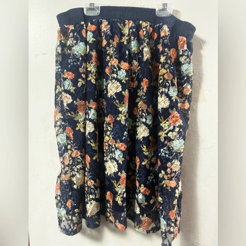 Navy Floral Skirt